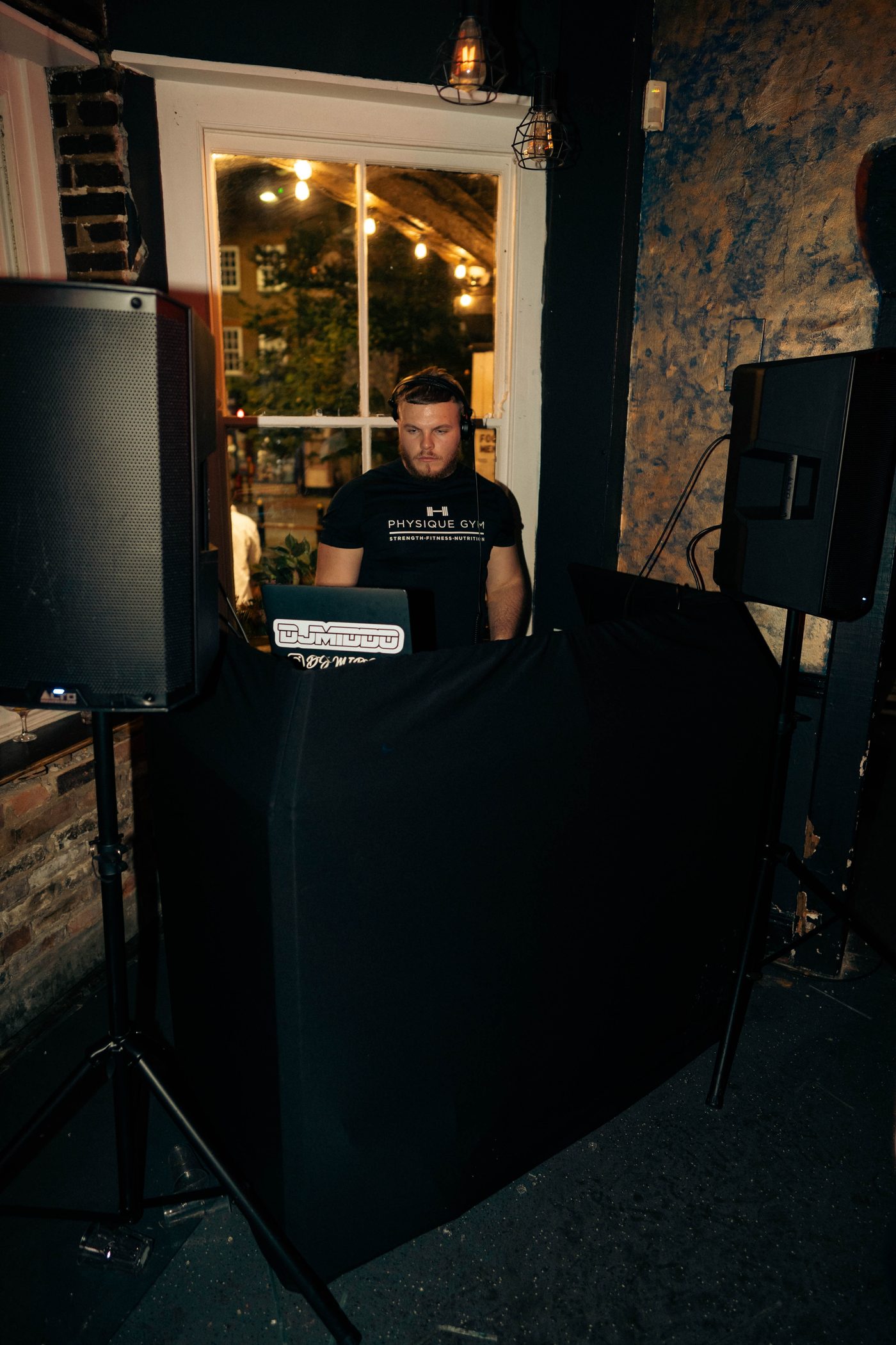 Compact black DJ booth for intimate venues